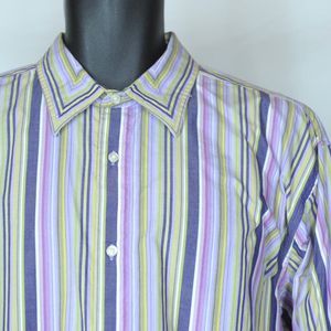 PX Clothing Mens Long Sleeve Multi-Color Stripe Shirt Size XL Button Down